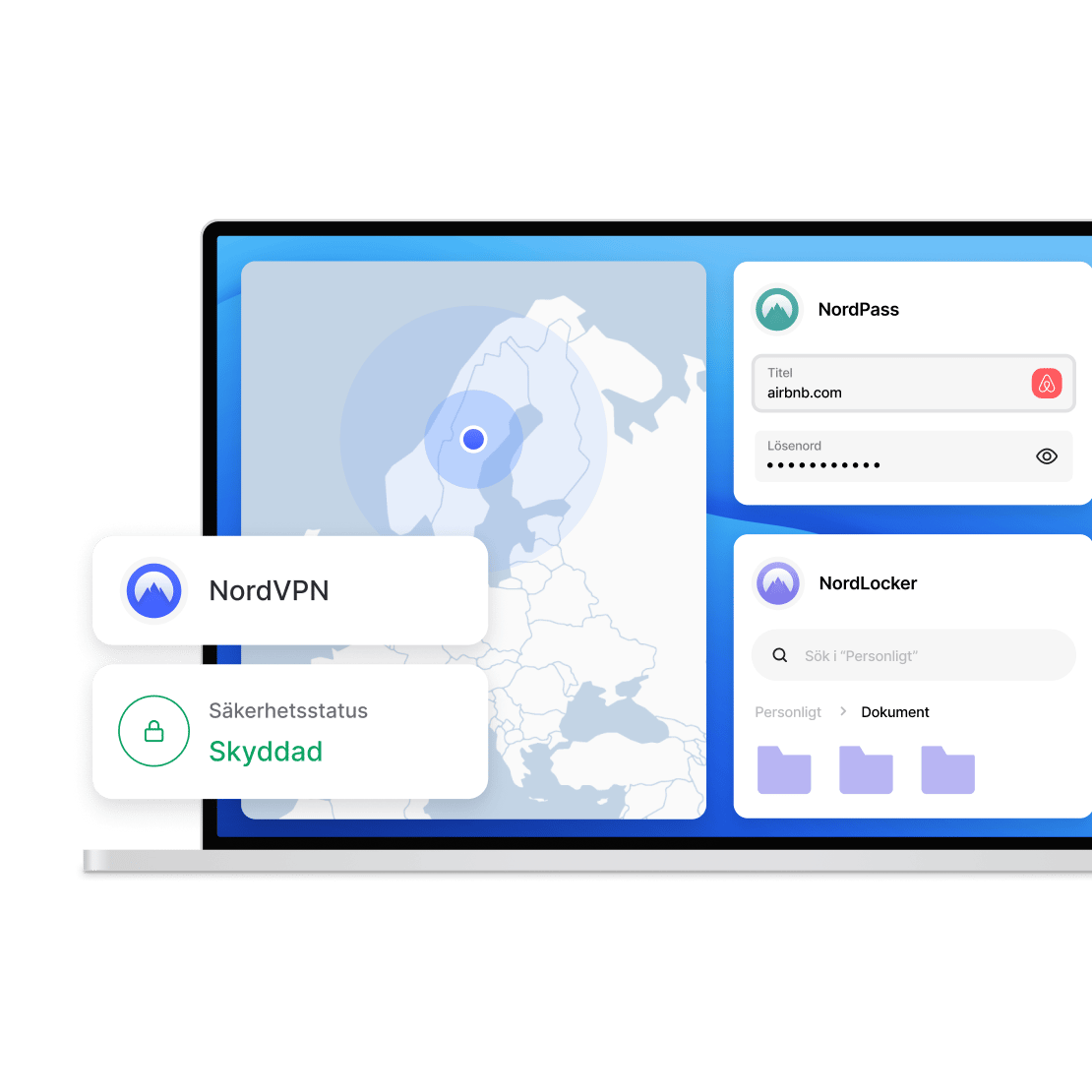 Digitalt enhetsskydd med Nord Security-produkter: NordVPN, NordPass, NordLocker